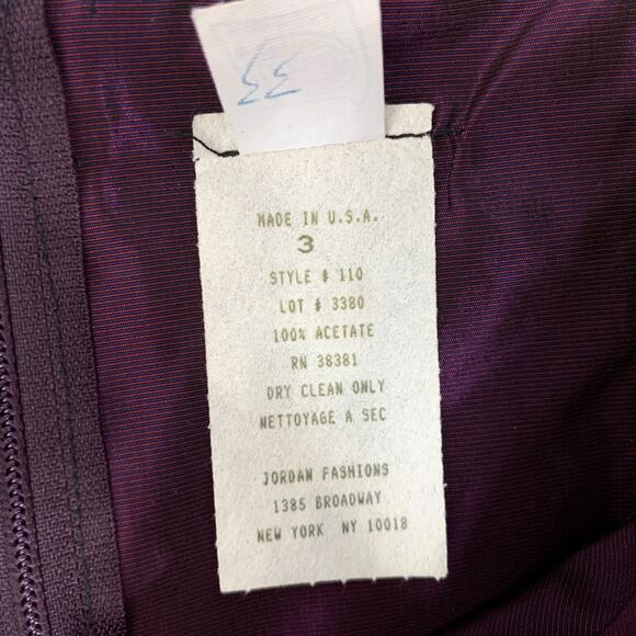 Vintage Jordan Fashions Formal Dress Purple Maxi Belted Women's 3 (Modern 0) - Picture 10 of 10